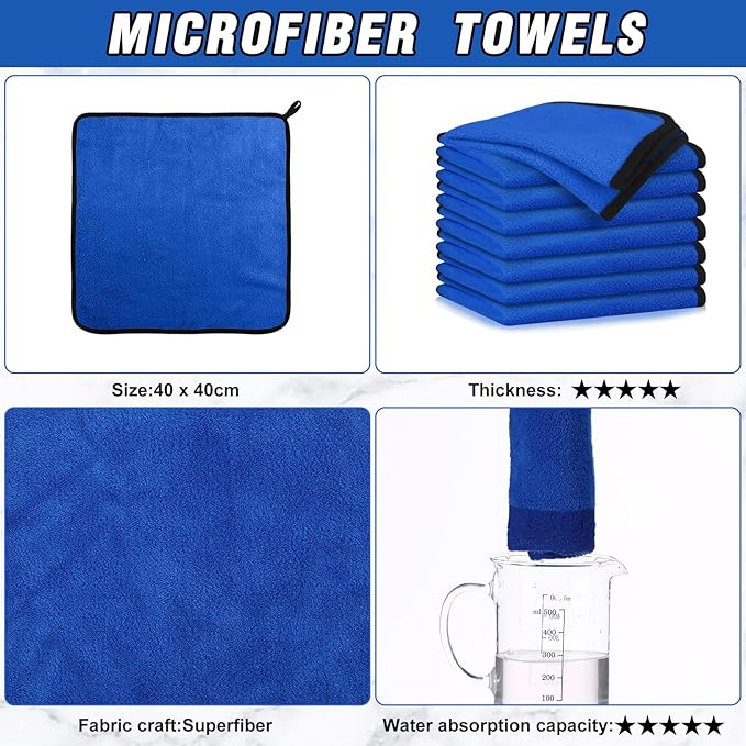 Tallew 80 Pcs Microfiber Towels:16"x16" Microfiber Drying Towels Bulk Micro Fiber Car Cleaning Cloth for Cars Drying Washing Polishing Office Windows Cleaning Household Supplies (Blue)