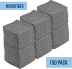 GREEN LIFESTYLE Microfiber Cleaning Cloth 11.5" x 11.5" 150 Pack - Edgeless Microfiber Towels for Cars, Cleaning Rags, Lint Free Car Microfiber Towel, Reusable Cleaning Cloths for House, Garage (Grey)