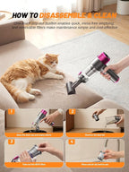 DRFLASH Car Vacuum, 16000PA Strong Suction Handheld Vacuum Cordless, 6-in-1 Portable Mini Car Vacuum Cleaner with LED Light, Type-C Fast Charging, Small Handheld Vac for Car Interior, Pet Hair, Home