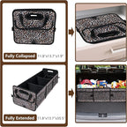 AOPHY Leopard Print Trunk Organizer - 95L Large Capacity, Non-Slip Bottom, Waterproof, Portable Car Storage for SUV, Truck, Sedan