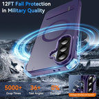 OWKEY for Samsung Galaxy A37 5G Case with Stand, Magnetic Shockproof Case Fit for Magsafe Translucent Matte Cover for Samsung A37, Purple