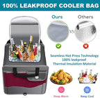 Trunk Organizer with Cooler, Collapsible Trunk Storage Container with Non Slip Bottom Strips, Large Multi-Compartment Waterproof Car Trunk Organizer Groceries for Vehicle Sedan, SUV, Van(Wine Red)