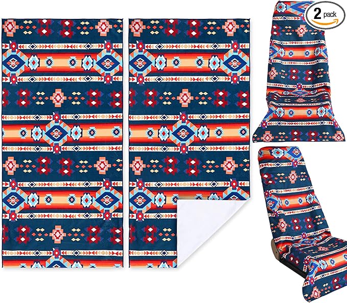 Hahafelt 2 Pack Car Seat Towel Covers Athletic Running Towel Performance Microfiber Post Workout Sweat Washable Cover Non Slip for Seat Outdoor Sport (Aztec)