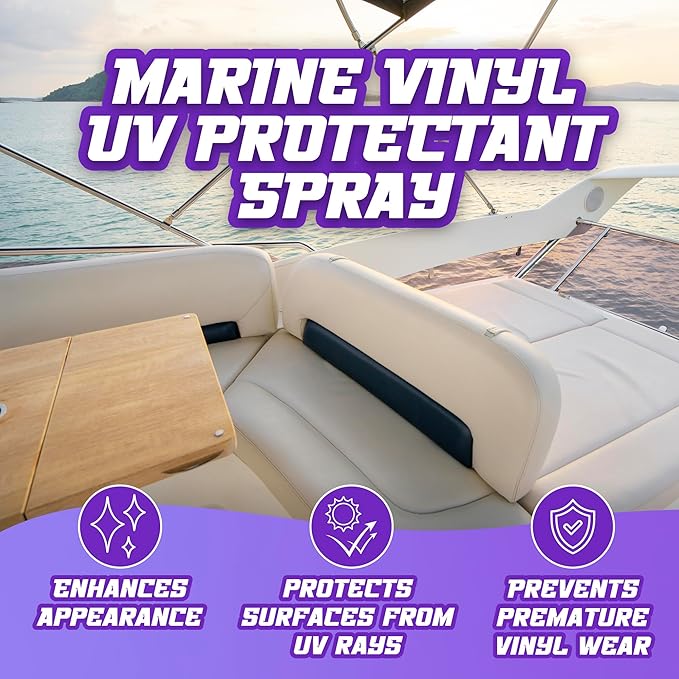 Salty Captain Sun Stroke Marine Vinyl Protectant Spray - (BlackBerry Scent) Boat, Car & Jetski Vinyl UV Protection Spray | Sun Guard, Saltwater & Moisture Protector for Vinyl Boat Seats & Jet Skis