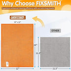 FIXSMITH Microfiber Cleaning Cloth -Pack of 50, Highly Absorbent Cleaning Rags(Grey&Orange), 16"X12" All Purpose Cleaning Towels for Housekeeping, Kitchen, Car, Reusable Microfiber Towels