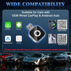 4-in-1 Wireless CarPlay Adapter for Apple CarPlay & Android Auto & AirPlay & MirrorLink, 2026 Upgraded Screen Mirroring Mini USB Adapter with Type-C Extension, Low Latency, Plug & Play