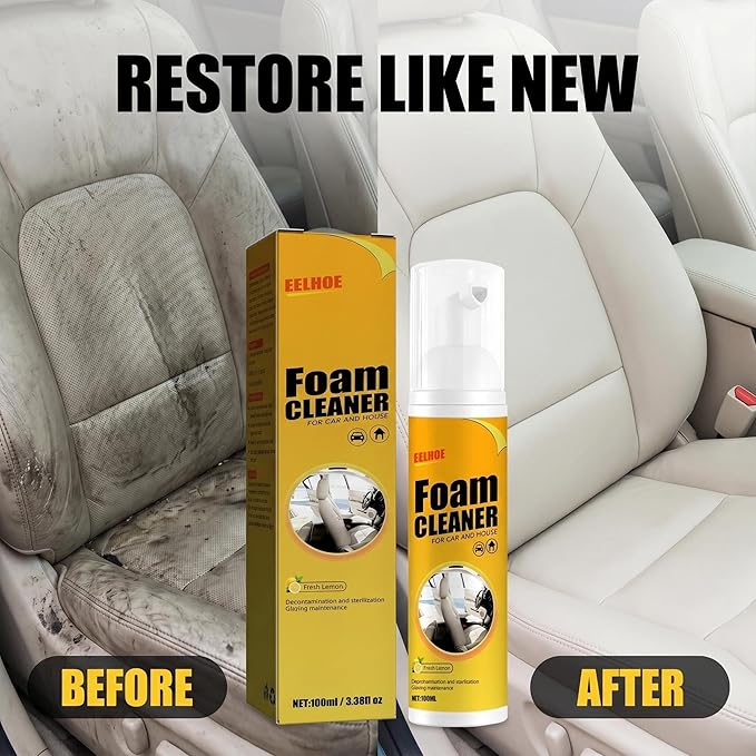 Car Interior Foam Cleaner, Multi-Purpose Stain Remover for Car Seats, No-Wash Foam Cleaner for Vehicle (2 Pack, 6.8 Fl Oz)