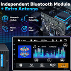 PLZ 10.1" Wireless Single Din Car Radio Stereo with Apple Carplay Android Auto Touch Screen, Car Play Audio Receivers Headunit, Bluetooth 5.3, Backup Camera, 240W, 2 Subwoofers, Navigation, FM/AM, SWC