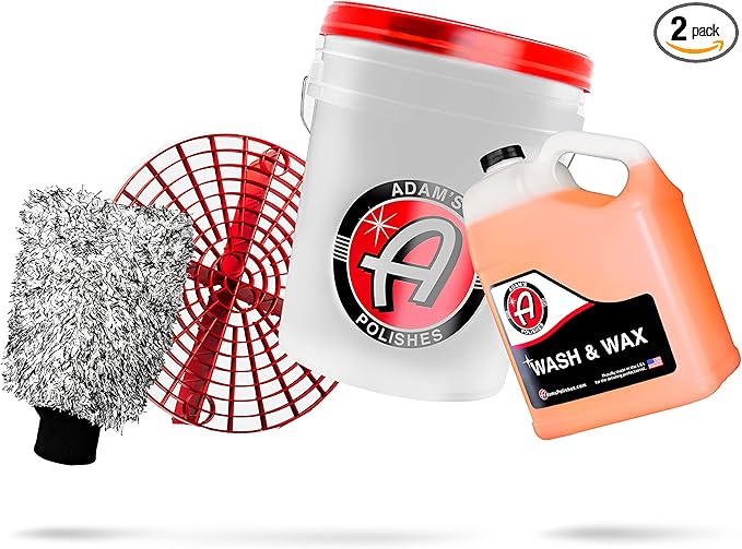 Adam's Wash & Wax Washing Bundle - Car Wash Soap Infused With Pure Carnauba Car Wax | Car Cleaning Formula W/Paint Protection | Use In 5 Gallon Bucket Foam Cannon & Foam Gun