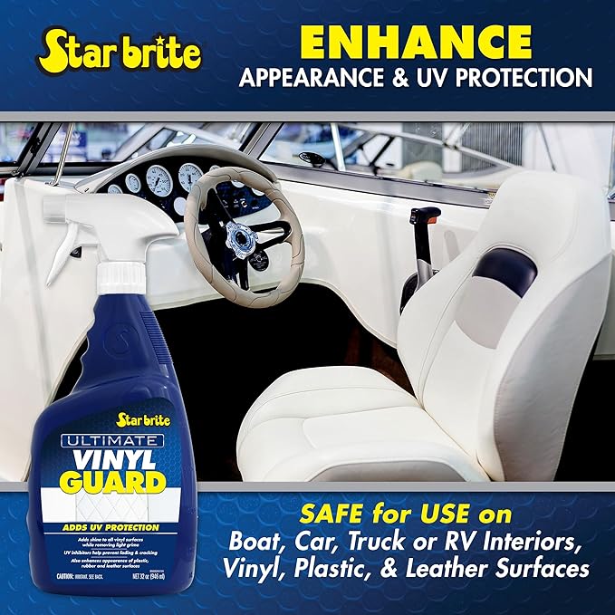 STAR BRITE Ultimate Vinyl Guard - Spray on Protection & Shine - Prevent Fading & Cracking - Keep Vinyl, Leather, Plastic & Rubber - 32 OZ (095932)