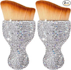 Car Interior Brush Blingbling Car Accessories for Women,2Pack Dust Sweeping Soft Brush with Rhinestone Handle,Detailing Brush Cleaner for Air Conditioner Vents, Computer Keyboard, etc (Sliver 2PCS)
