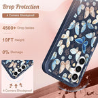 for Samsung Galaxy A16 5G Phone Case - Compatible with MagSafe Women Girls Cute Magnetic Protective Cover Girly Kawaii Blue Butterfly Heavy Duty Shockproof Design for Samsung A16 5G Case