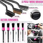 Viewsun 37pcs Car Cleaning Kit, Pink Car Interior Detailing Kit with High Power Handheld Vacuum, Detailing Brush Set, Windshield Cleaner, Cleaning Gel, Complete Car Cleaning Supplies for Women