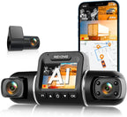 RexingUSA V2 PRO AI Dash Cam 3-Channel Front/Cabin/Rear 1080p Recording with Mobile App Night Vision Camera w/Front Collision Warning, Pedestrian Alert, Lane Departure Warning,Clear to Go Alert