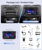 4G+64G Android Car Stereo for VW Golf MK5 MK6 Passat Jetta Tiguan T5 EOS Polo with Wireless CarPlay Android Auto, 7 Inch Touchscreen Car Radio GPS WiFi SWC Bluetooth 32EQ Backup Camera