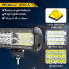AUXTINGS 40 inch 540W LED Light Bar Triple Row Spot Flood Combo Beam Off Road Lights Waterproof Work Light with Wiring Harness for Jeep Trucks SUV ATV UTV Boat Lights, 12V 24V