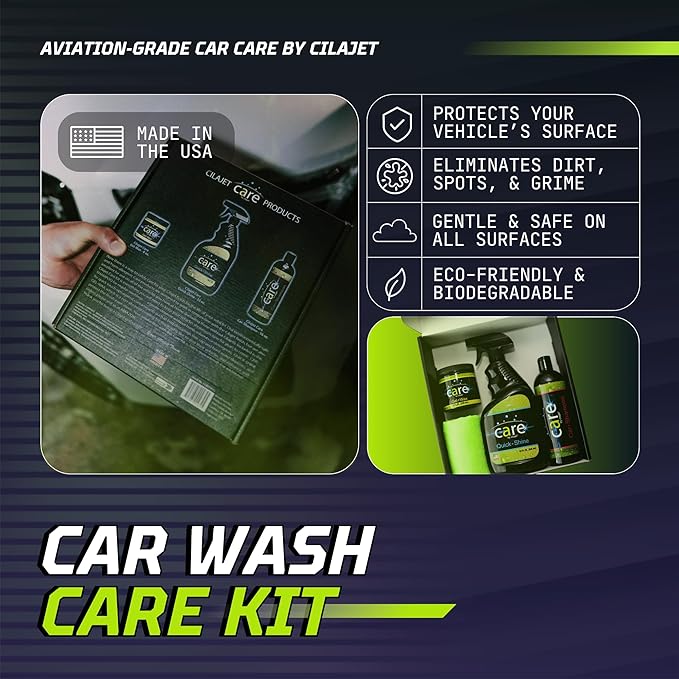 Care Car Wash Care Kit, Essential Car Cleaning Supplies, for Trucks, SUVs, and More, 5-Piece Set with Shampoo, Spray, Gel Wax, Microfiber Towels