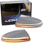 iJDMTOY Semi-Clear Lens Full LED Strip Dynamic Sequential Blink/Flow Side Mirror Turn Signal Light Assembly Kit Compatible with Mercedes 2008-2011 W204 Pre-LCI C-Class