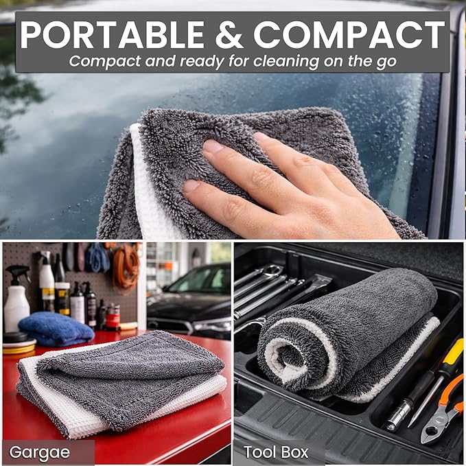 Hybrid Glass Microfiber Towel – Waffle Weave & Plush Dual Action Cleaning Cloth – Streak-Free Window and Surface Drying Towel – Professional Grade –16x16,1000 GSM 3-Pack