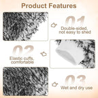HARFINGTON 2pcs Chenille Microfiber Car Wash Mitts 9.1" x 6.7" Scratch Free Wash Gloves Absorbent Double Sided Plush Cleaning Drying Mitts for Car Washing Home, Gray