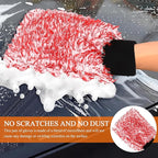 2PCS Car Wash Mitt, 11"×8" Cyclone Microfiber Cleaning Mitt for Cars, Scratch-Free & Lint-Free, Double Sided Automotive Washing Gloves, Universal Auto Cleaning Supplies (Red+White)