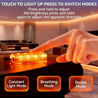 2 PCS Car USB Night Light, Portable Magnetic Car Atmosphere Interior Light, 8 High-Brightness LED Beads, Rechargeable Touch-Sensitive Light for Vehicles, Bedrooms, Hallways, Camping.(2 Amber)