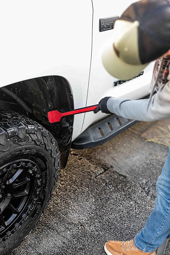 Detail Factory - Fender Well Brush - Ergonomic ProGrip Handle, Stiff Synthetic Bristles, Ergonomic Design, Clean Your Wheel Wells with Ease - Octane Ectoplasm