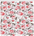 Ambesonne Rose Shower Curtain, Classic Vintage Floral Pattern Watercolor Style Bouquet of English Roses Wildflowers, Cloth Fabric Bathroom Decor Set with Hooks, 69" W x 75" L, Coral Taupe