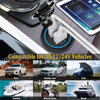Pack of 2 x 36W Quick Charge 3.0 USB Car Charger Socket, 12V/24V Dual USB Quick Charge 3.0 Car Cigarette Lighter Adapter with Touch Switch for Motorcycle, Boat, Truck, Caravan