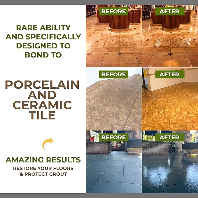 CoverTec GlazeGuard High Gloss Tile & Grout Sealer Kit, Wet Look Shower, Floor & Wall Sealer for Ceramic & Porcelain Tile, Natural Stone, 2-Part A+B, Makes 1 Gallon