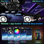 VASTFIRE Split Starlight Headliner Kit - 400pcs 0.02in 4.9ft Fiber Optic RGBW Star Lights for Car with 2 Light Heads 16W Engine Easy to Hide,Flexible Wiring,APP/Remote Control for Car Roof Ceiling