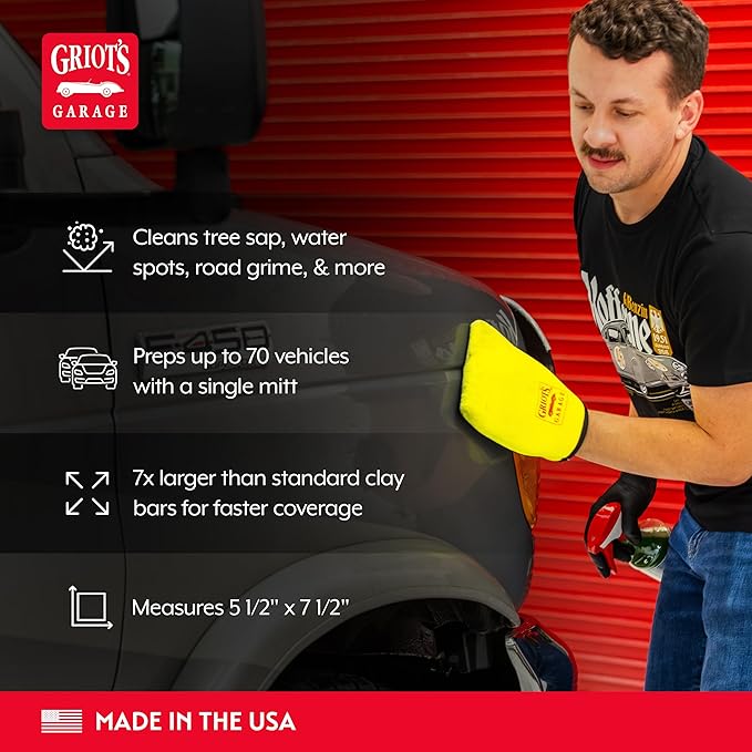 Griot's Garage Fine Surface Prep Mitt for Car Detailing, Clay Bar Alternative, Auto Cleaning Tool for Paint, Glass, Chrome, and Plastic, 10678