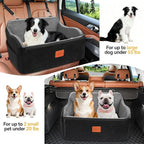 Dog Car Seat for Medium/Large Dogs, Memory Foam Pet Booster Seat for Under 55 lbs or 2 Small Dogs, Detachable Dog Car Bed for Backseat with 2 Safety Leashes and Pockets(Black/Grey, Large)