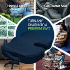 Season Guard Tailbone Pain Relief Office Chair Seat Cushion, Memory Foam Gel Seat Cushion for Sciatica Pain Relief with Washable Cover, Butt Cushion for Long Sitting, Mesh, Blue