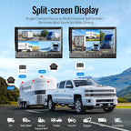 4-Wired Backup Camera System, 10.1" DVR Quad Screen Rear Side View Cameras, IP69 Waterproof IR Night Vision, 20G Vibration-Proof for Trailer/RV/Tractor/Combine/Skid Steer/Heavy Equipment, Y4