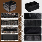 AOPHY Leopard Print Trunk Organizer - 95L Large Capacity, Non-Slip Bottom, Waterproof, Portable Car Storage for SUV, Truck, Sedan