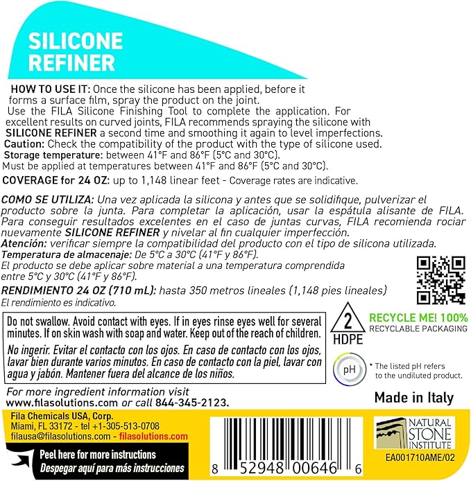 Fila Surface Care Solutions - Silicone Finishing Kit with Smoothing Spray, Caulk Tool Included, 24oz