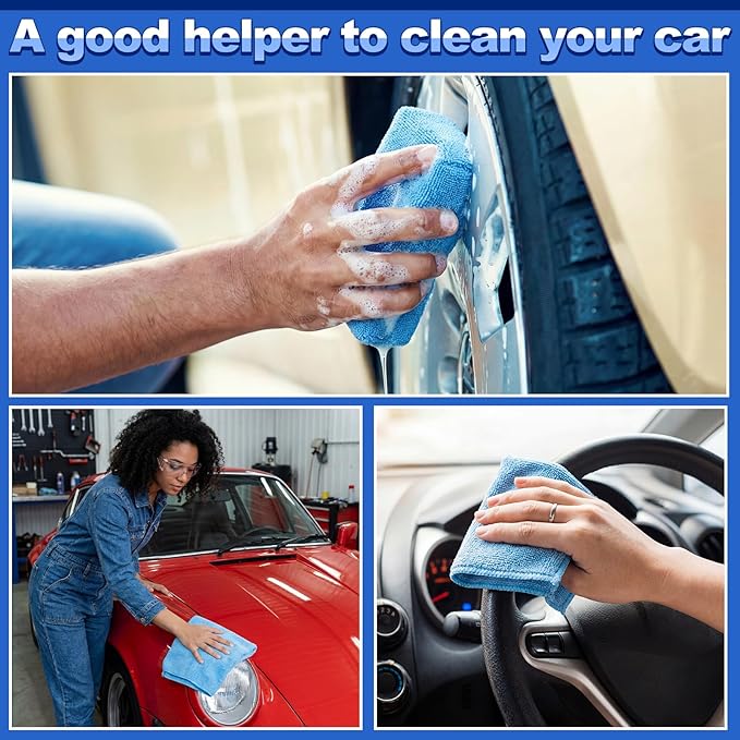 HunnmingRe 24 Pcs Microfiber Applicator Pad Kit Include Non Scratch Car Wash Sponge and Cleaning Cloth Microfiber Towels Premium Wax Foam Applicator Pads for Car Drying, Detailing, Buffing