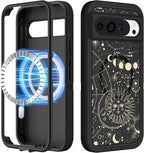 for Google Pixel 9 Case/Pixel 9 Pro Case - Compatible with MagSafe Women Girls Cute Magnetic Protective Cover Girly Sun Moon Unique Design Heavy Duty Shockproof for Pixel 9/9 Pro Phone Case