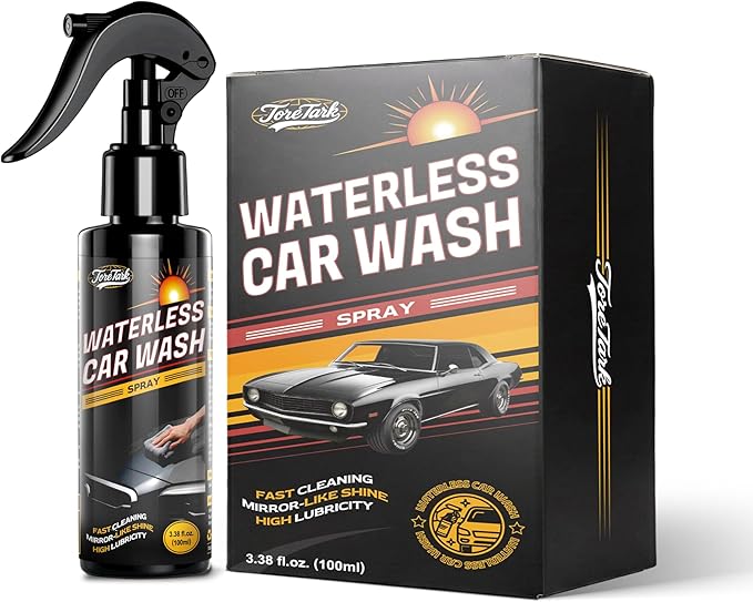 Waterless Car Wash Spray, High-lubricity Ingredients Safe Formula, 3-in-1 Ceramic Protective Coating, Motorcycle Cleaner, Car Cleaning Spray for Detailing, Spray and Wash for SUV, Truck, RV 3.38 Fl Oz