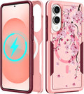 for Samsung Galaxy S25 Edge Case - Compatible with MagSafe Women Girls Cute Magnetic Protective Phone Cover Girly Flowers Blossom Heavy Duty Shockproof Design for Samsung S25 Edge Case