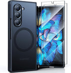 TORRAS for Samsung Galaxy Z Fold 6 Case with Screen Protector, [Compatible with Magsafe] [Military Grade Drop Tested] Translucent Slim Phone Magnetic Shockproof Case ONLY for Z Fold 6, Black