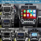 Car Radio for Toyota Camry 2012-2014: 8-Core 4GB+64GB Android 15 Stereo Replacement with Wireless CarPlay Android Auto - 10.2 inch Touchscreen Head Unit with GPS Bluetooth WiFi