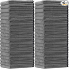 Tallew 40 Pcs Microfiber Towels:16"x16" Microfiber Drying Towels Bulk Micro Fiber Car Cleaning Cloth for Cars Drying Washing Polishing Office Windows Cleaning Household Supplies (Gray)