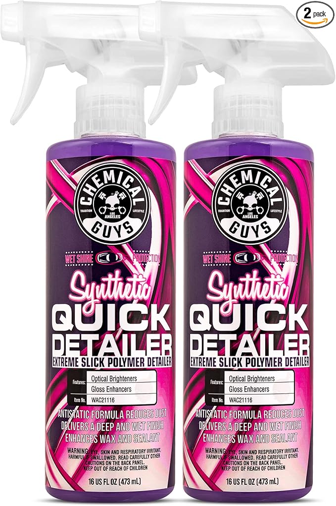 Chemical Guys WAC2111602 Synthetic Quick Detailer, Extreme Slick Polymer Detailer, Great for Cars, Trucks, SUVs, Motorcycles, RVs & More, 16 fl oz (2 Pack)