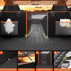 Back Seat Extender for Dogs - Large Space, Waterproof Hard-Bottom Dog Car Seat Cover for Back Seat, Holds 420lbs, Upgraded Material Waterproof Pet Car Bed Dog Hammock for Car, SUV(Gray Orange)