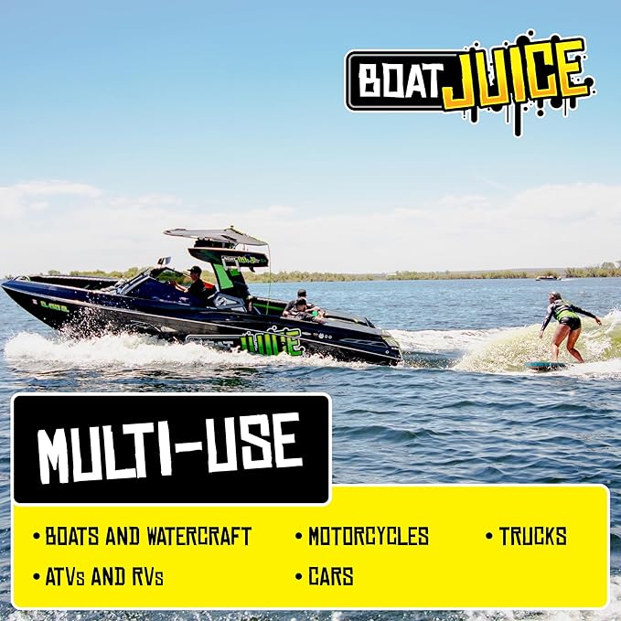 Boat Juice 2in1 Glass Cleaner & Anti-Fog Spray | Streak-Free for Boat Windshields, Car & RV Windows, Navigation Screens | No Rinse | Ammonia-Free | Lemon Drop Scent | Made in USA | 16oz