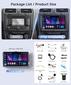 4G+64G Car Radio for VW Golf MK5 MK6 Passat Jetta Tiguan T5 EOS Polo with Wireless CarPlay Android Auto, 9 Inch Android Car Stereo GPS Navigation WiFi SWC Bluetooth FM with Backup Camera