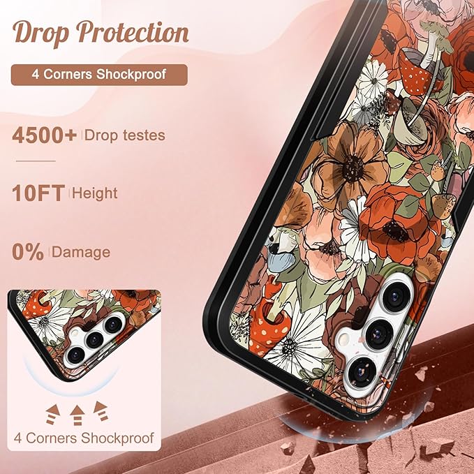 for Samsung Galaxy A16 5G Phone Case - Compatible with MagSafe Women Girls Cute Magnetic Protective Cover Girly Kawaii Mushroom Flower Heavy Duty Shockproof Design for Samsung A16 5G Case