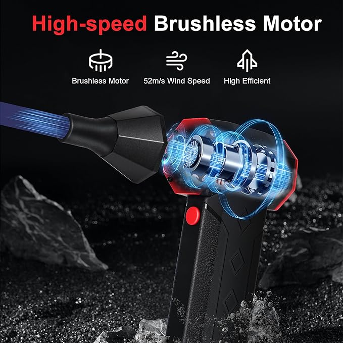 Compressed Air Duster, 100000 RPM Electric Air Duster, 3-Speed Cordless Keyboard Cleaner, Rechargeable Mini Air Blower for PC, Computer, Camera and Car Detailing Cleaning (red)